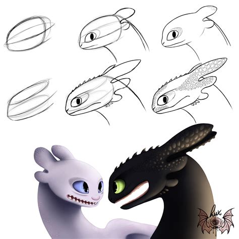Learn how to draw a baby night light from how to train your dragon. Night Fury And Light Fury Drawings