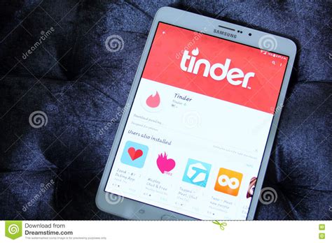 On launch, tinder was a pioneering app in the online dating sphere. Tinder app editorial stock photo. Image of icons ...