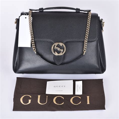 Buy Pre Owned Gucci Interlocking G Top Handle Shoulder Bag Black