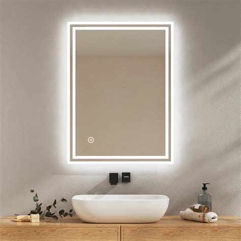 Buy Emke Bathroom Mirror With Led Lights 800x600 Mm Wall Ed Shaver Socket Bathroom Mirrors With