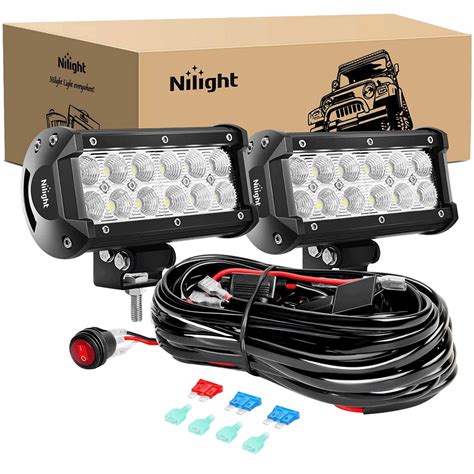 65 36w Double Row Flood Led Light Bar Kit 10ft Wire 3pin Switch