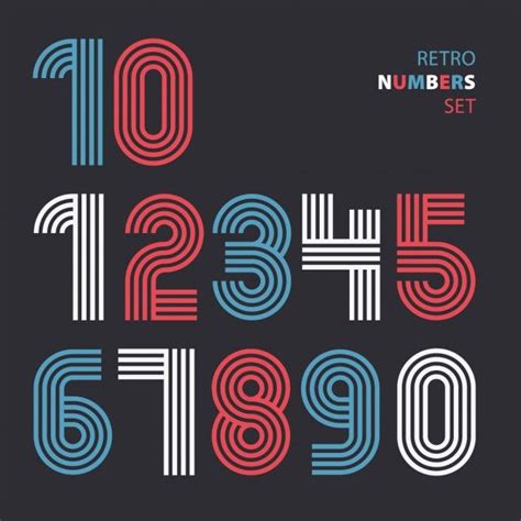 Free Vector Retro Numbers Made With Lines Numbers Typography Logo
