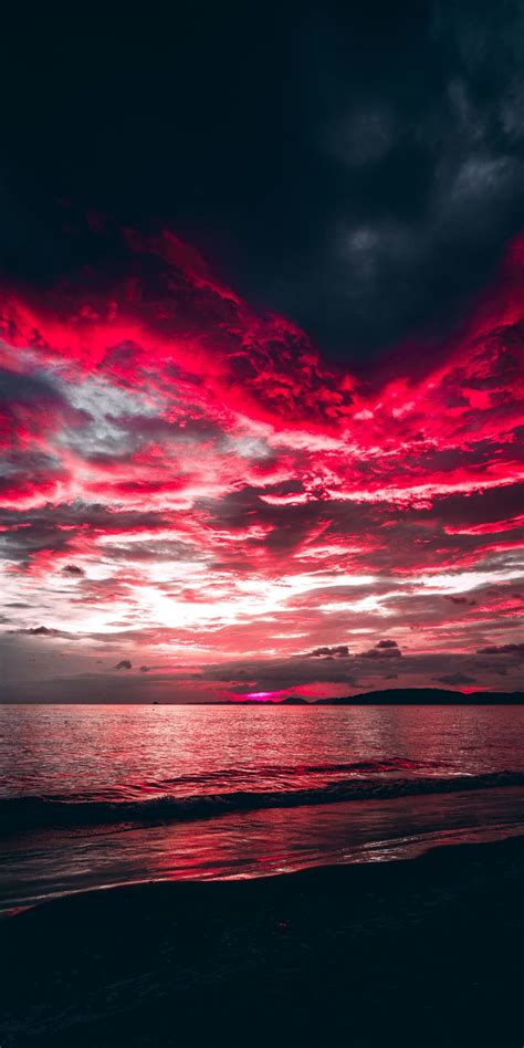 sea sunset red clouds nature 1080x2160 wallpaper sunset iphone wallpaper maroon aesthetic