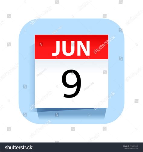 June 9 Calendar Icon Vector Illustration Stock Vector Royalty Free