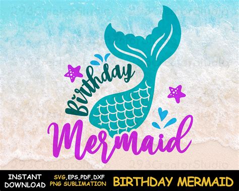 Birthday Mermaid Girl Svg Cute Mermaid Tail Svg Shirt Birthday Etsy
