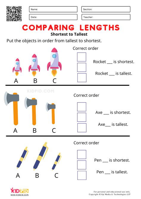 Comparing Length Interactive Worksheet Images