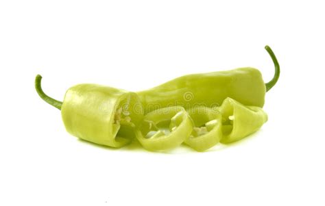 Green Chili Peppers With Stem On White Stock Image Image Of Healthy