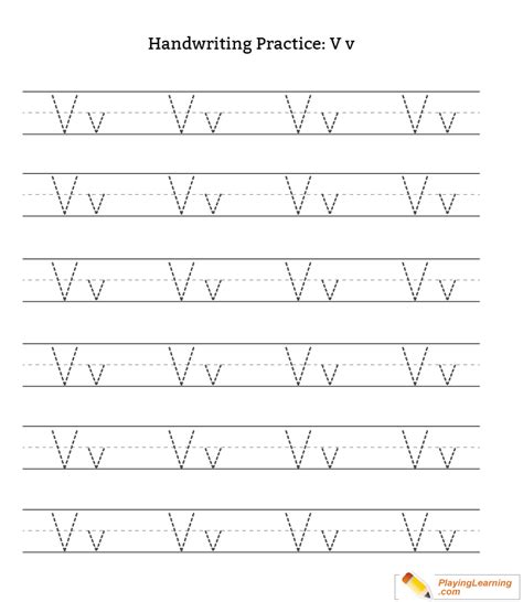 Handwriting Practice Letter V Free Handwriting Practice Letter V