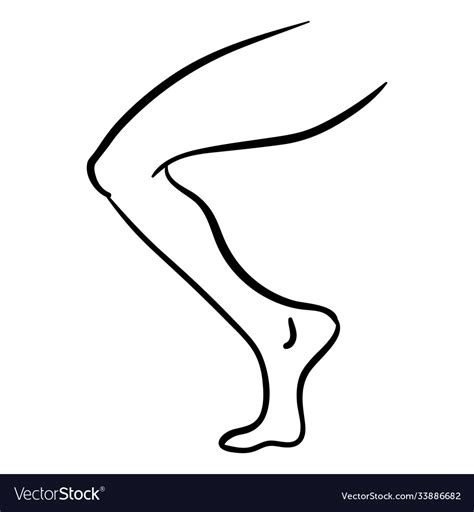 Black Contour Icon Line Woman Leg Silhouette Vector Image