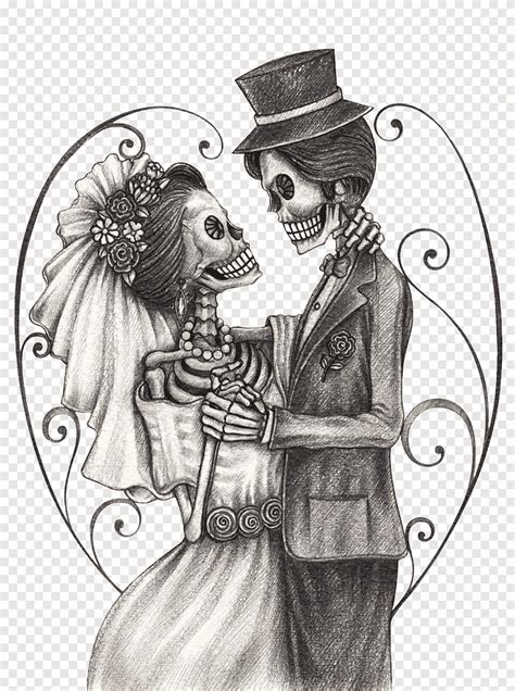 Free Download Skeleton Couple Illustration Calavera Day Of The Dead Drawing Bridegroom