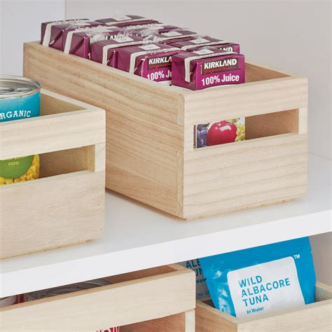 Wooden Pantry Storage Bin With Handle Rectangular