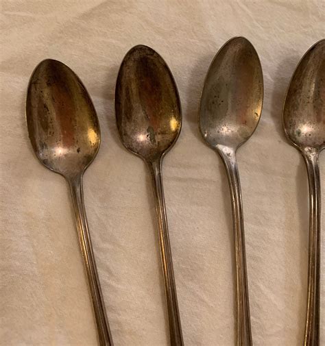 Silver Plate Iced Tea Spoons 1877 Nf Co 5 Long Spoons Etsy