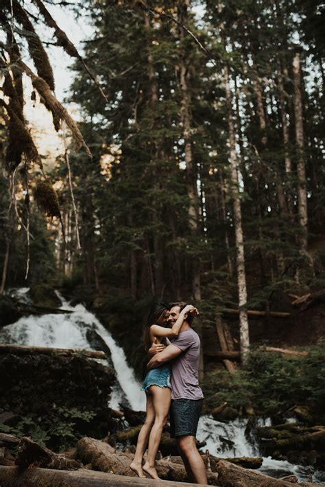 Waterfall Couple Session In Portland Portland Photographers Couple Shoot Cute Relationship