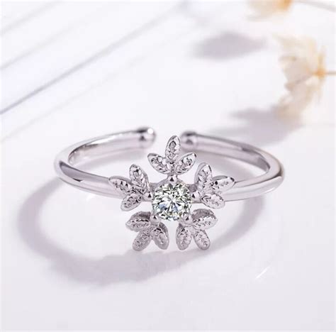 Snowflake Ring Sterling Silver Rings For Women Etsy