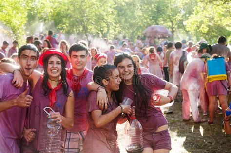 Happy Wet People During Batalla Del Vino Editorial Stock Image Image