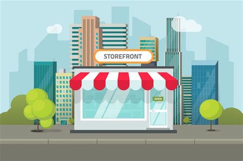 Premium Vector Store Or Shop Building On Town Street Landscape In