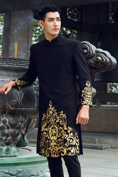 Modern Men S Ao Dai Muted Matte Black With Gold Embellishments Could Do With Less