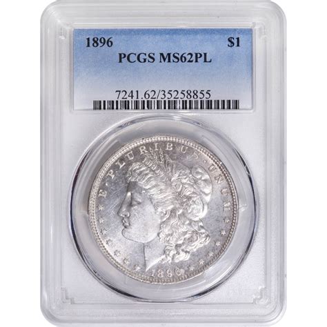 Certified Morgan Silver Dollar 1896 Ms62pl Pcgs Golden Eagle Coins