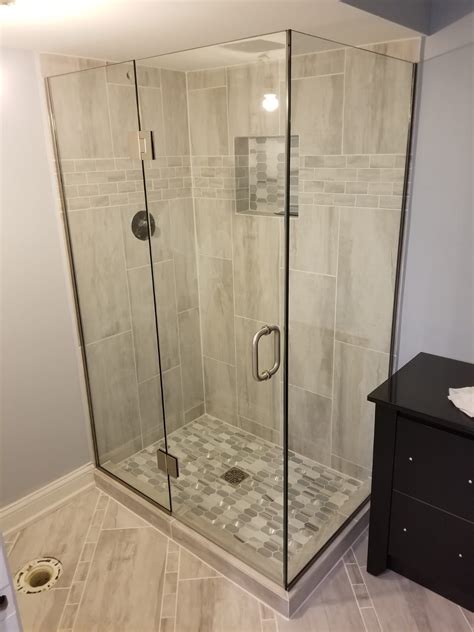 frameless clear glass walk in shower enclosure corner configuration door inline … walk in