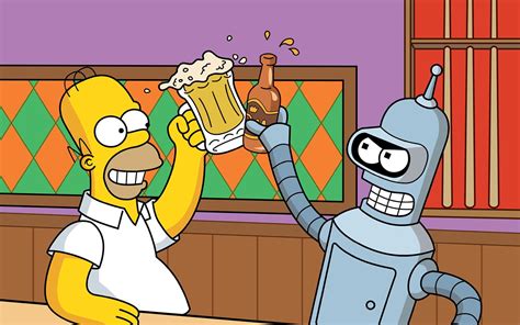 Bart Simpsons Futurama Cartoon Bender The Simpsons Homer Simpson Beer 1080p Wallpaper