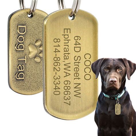 Custom Dog Tags Personalised Engraved Dog Name Id Tags Retro Gold Tags