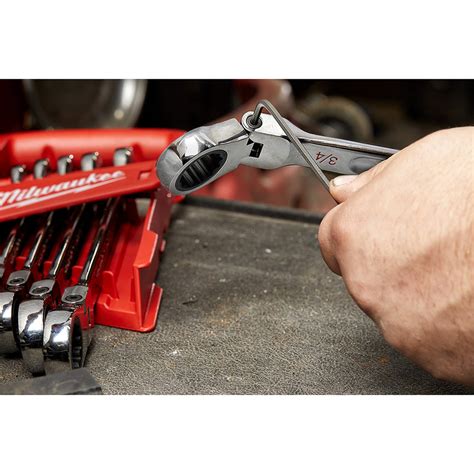 Milwaukee 48 22 9413 Flex Head Ratcheting Sae Combination Wrench Set