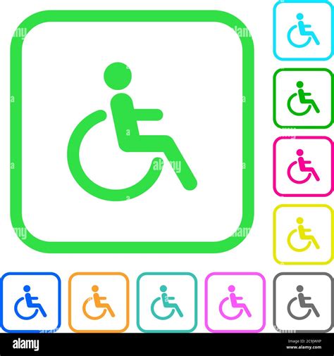 Disability Vivid Colored Flat Icons In Curved Borders On White