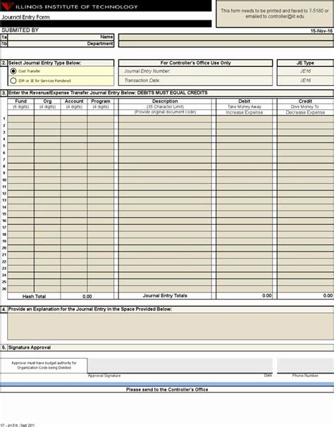 50 Journal Entry Template For Excel