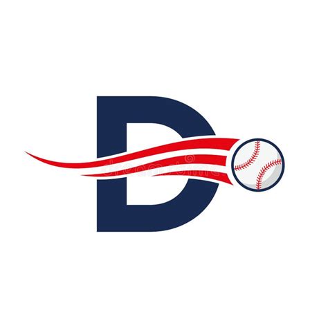 Letter D Baseball Logo Concept With Moving Baseball Icon Vector