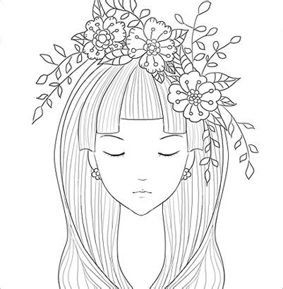 사 개월 전, 기억나지 않는. 꽃소녀 - 01 색칠공부 도안 / 컬러링 도안 /무료 도안 : 네이버 블로그
