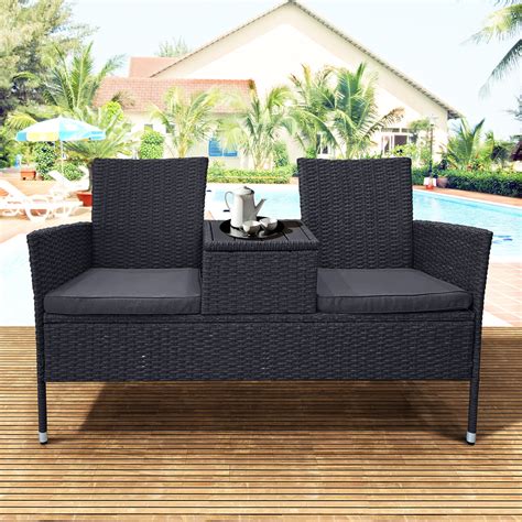 Clearance Outdoor Conversation Set Rattan Wicker 2 Person Sofa