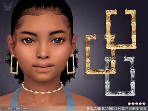 Square Bamboo Hoop Earrings For Kids At Giulietta Sims 4 Updates