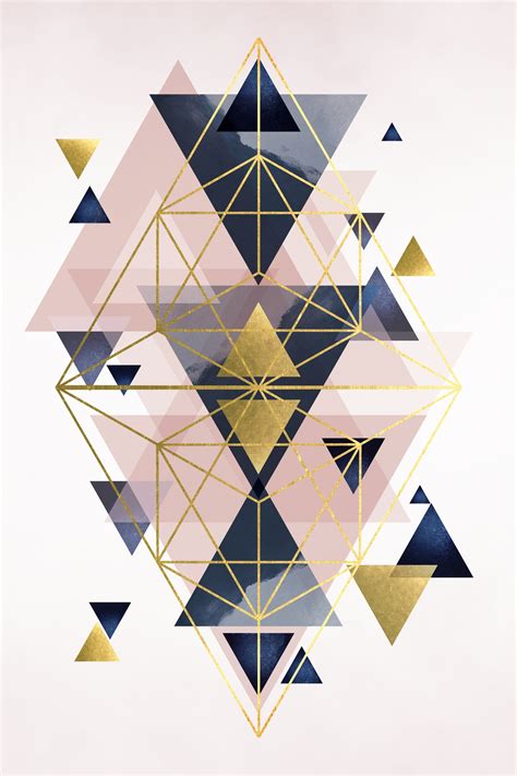 Blush Indigo Gold Geo Wallpaper Modern Geometric Design