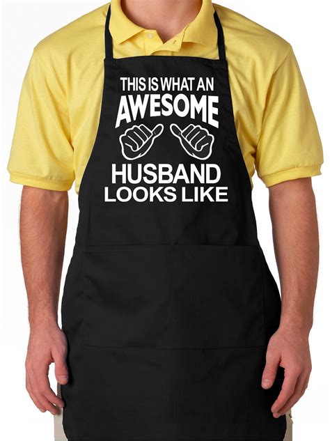 Aprons For Men With Pockets Awesome Husband Black Apron Aprons For Men Black Apron Funny Aprons