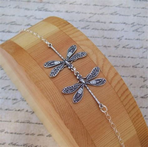 Silver Dragonfly Bracelet Sterling Silver Bracelet Small Etsy