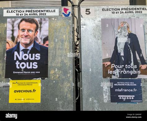 Paris France French Election Advertising Posters On Wall President