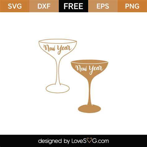 Free New Year Champagne Glasses Svg Cut File