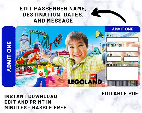 Legoland Ticket Printable Legoland Surprise Trip Reveal Etsy