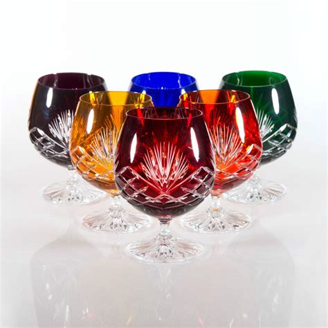 Timeless 24 Lead Crystal Multicoloured Brandy Glasses Set Of 6