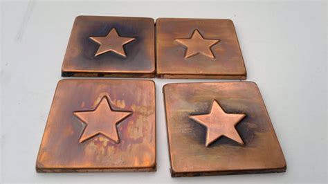 Brown Patinated Copper Tiles Set Of 6 Copper Tiles Backsplash Metal