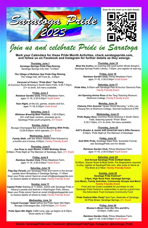2023 Pride Month Calendar — Saratoga Pride