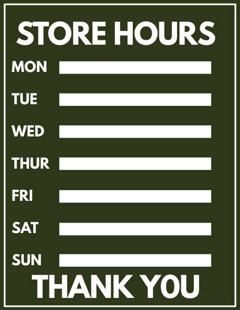 Store Hours Template Postermywall