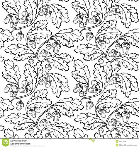 Free printable oak leaf pattern. Oak Leaf Acorn Black White Seamless Background Stock ...