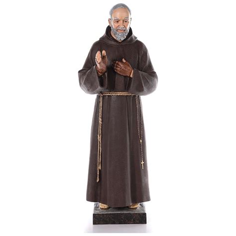 Padre Pio Statue 110 Cm In Colored Fiberglass With Glass Online