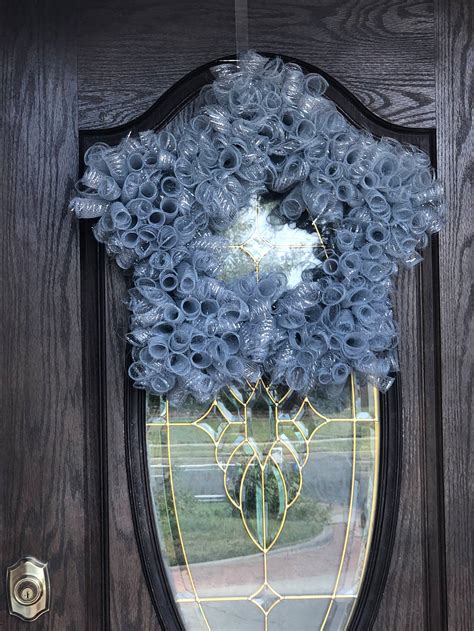 22 Inch Silver Grey Rolled Deco Mesh Star Wreath Etsy