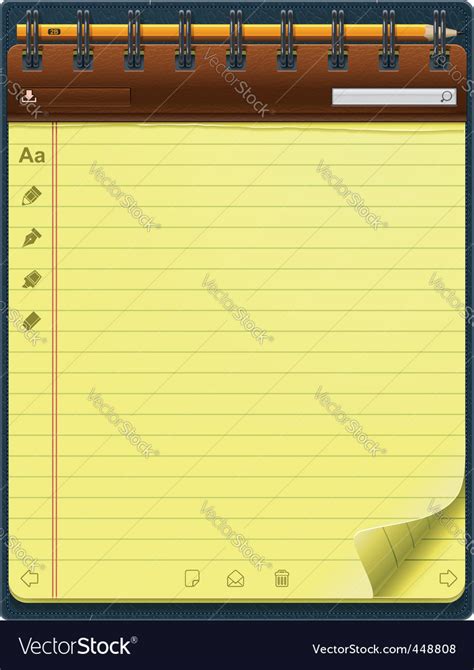 Notepad Template Royalty Free Vector Image Vectorstock