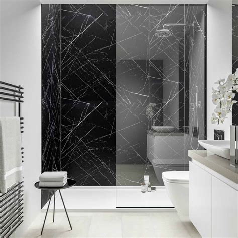 Marble effect wall panels create a stylish, stunning look, without the