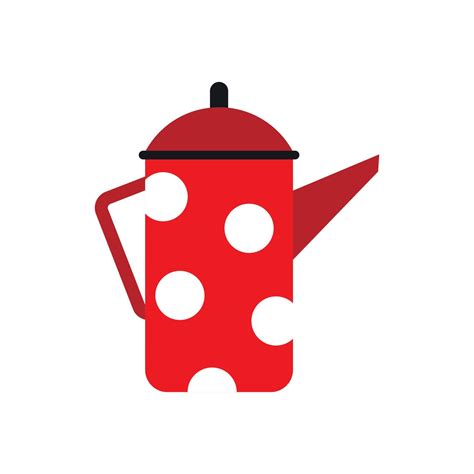 Red Coffee Pot With Polka Dots Icon Flat Style 14448027 Vector Art At