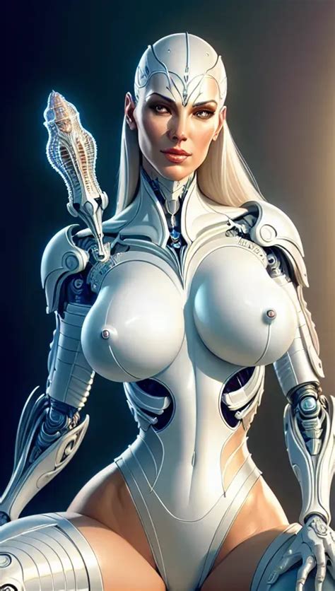Dopamine Girl Organic Cyborg White Plastic Naked Breasts Diffuse