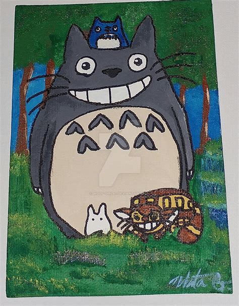 My Neighbor Totoro And Friends Canvas Painting By Wolf Girl87 On